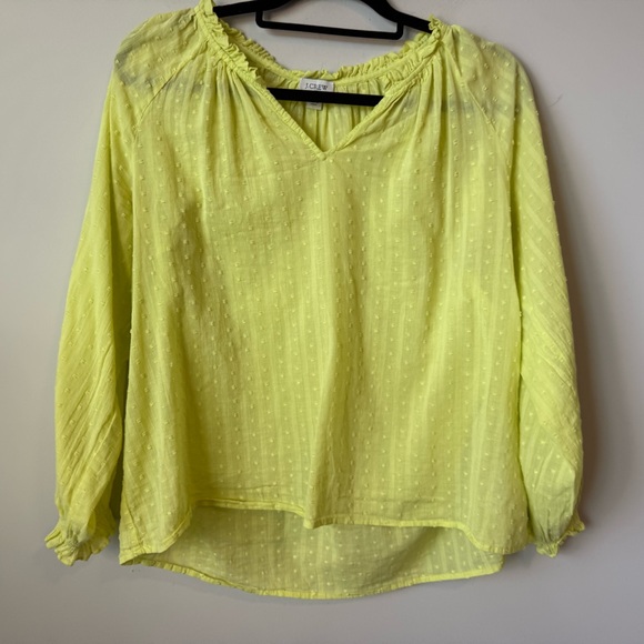 J. Crew Tops - J. Crew lime Textured v-neck lightweight Blouse size large